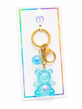 Melody Iridescent Teddy Bear Keychain Gold Tone Bag Charm Cute Kawaii Gift NWT
